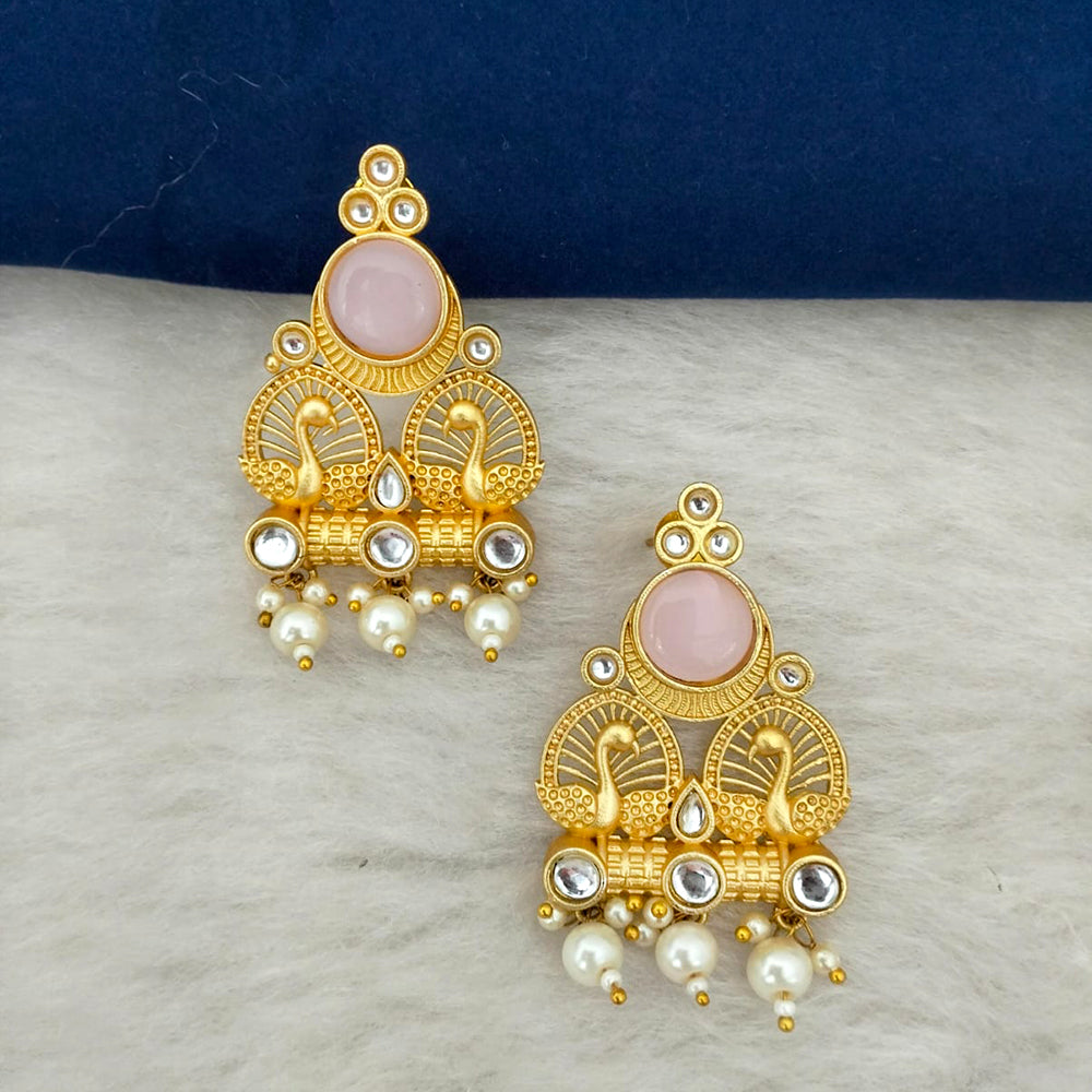 Marudhar Creations Gold Plated Matte Finish Stud Earrings