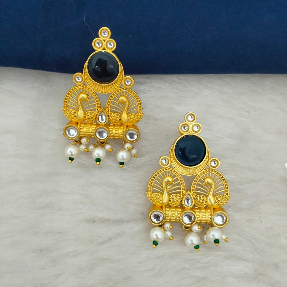 Marudhar Creations Gold Plated Matte Finish Stud Earrings