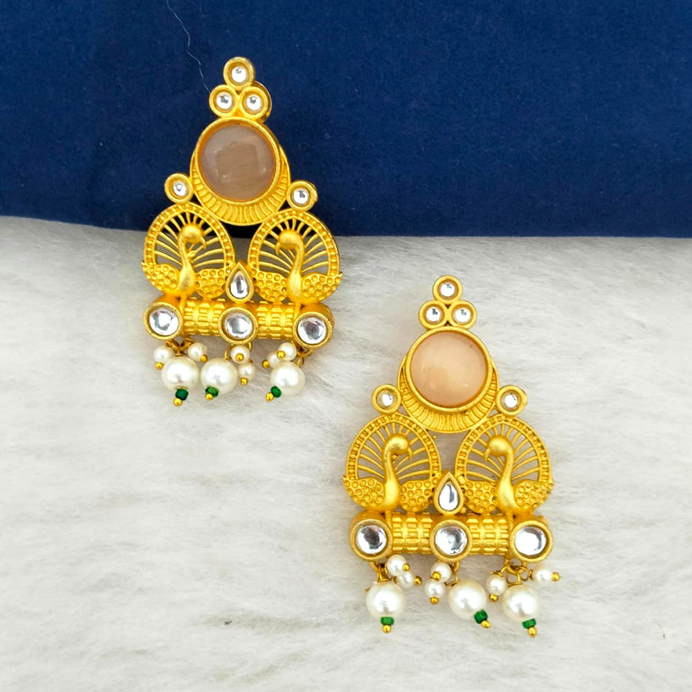 Marudhar Creations Gold Plated Matte Finish Stud Earrings