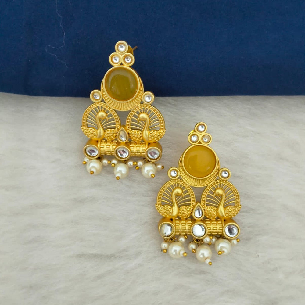 Marudhar Creations Gold Plated Matte Finish Stud Earrings