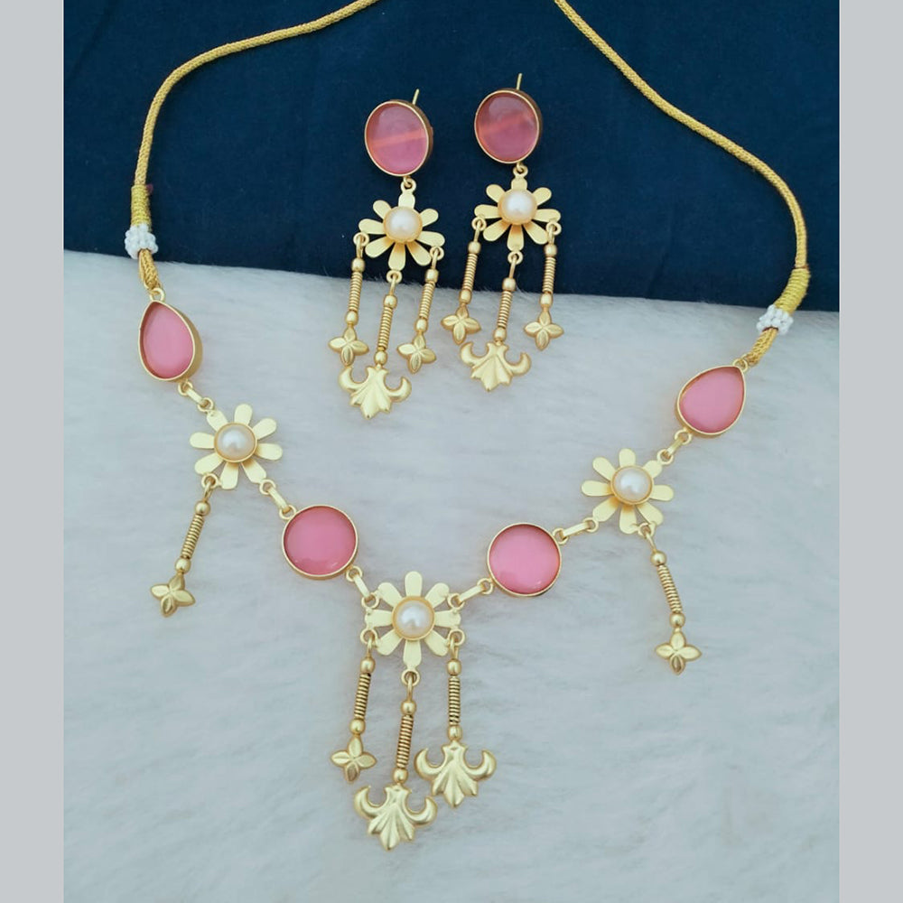 Marudhar Creations Gold Plated Crystal Stone And Pearl Necklace Set