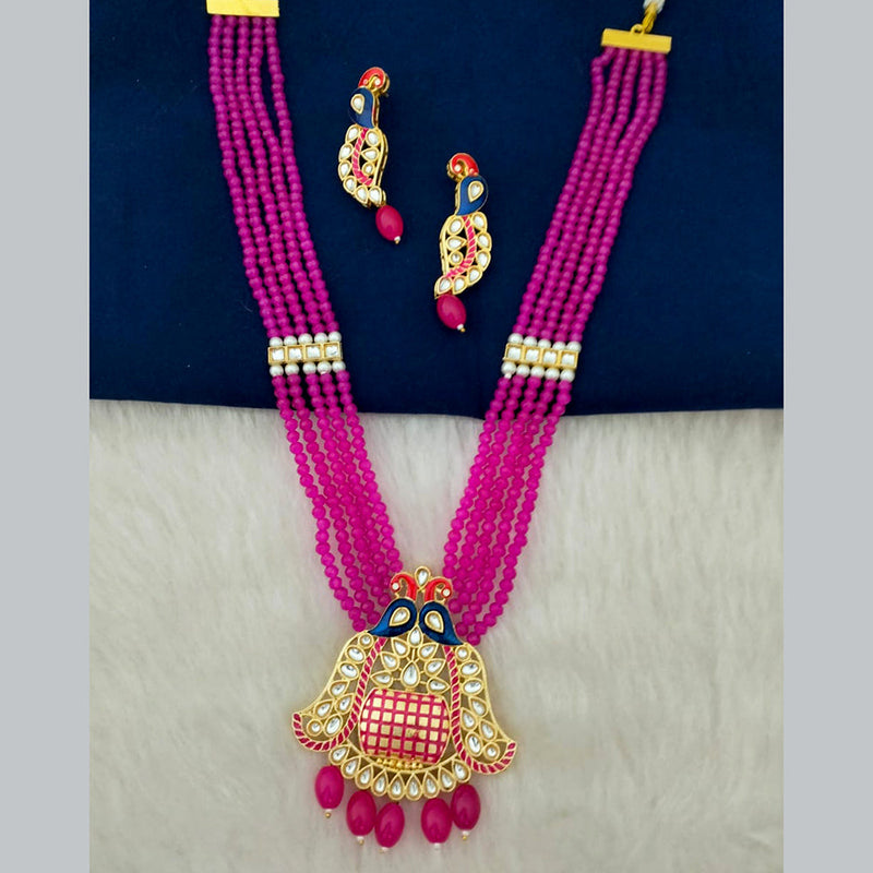 Marudhar Creations Gold Plated Kundan And Beads Necklace Set