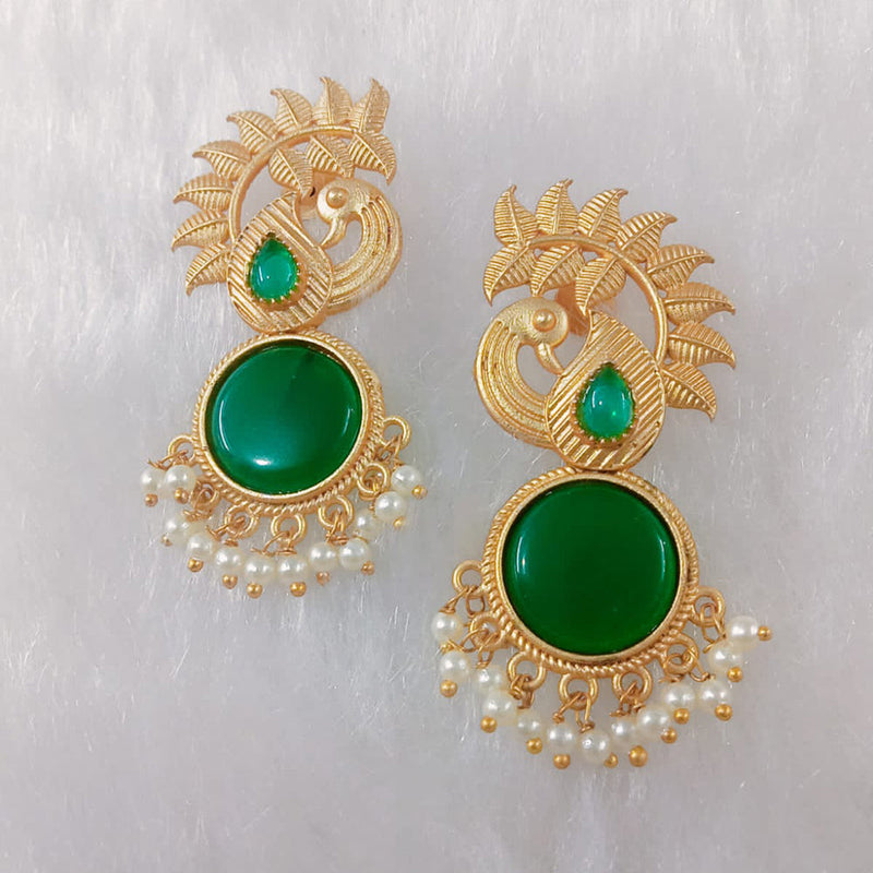 Marudhar Creations Gold Plated Matte Finish Dangler Earrings