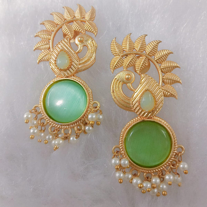 Marudhar Creations Gold Plated Matte Finish Dangler Earrings