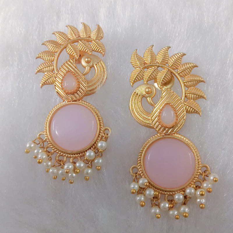 Marudhar Creations Gold Plated Matte Finish Dangler Earrings