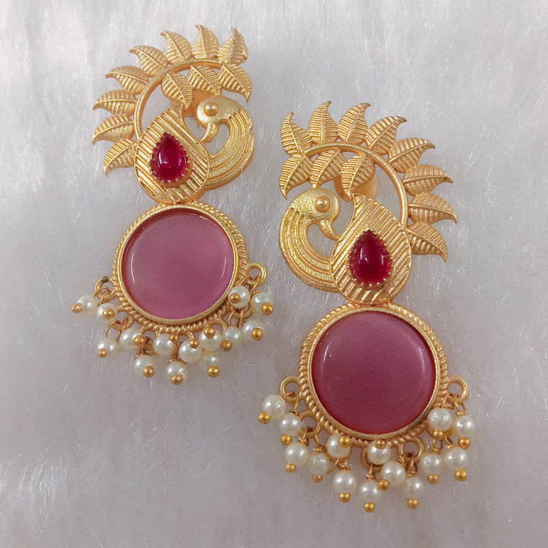 Marudhar Creations Gold Plated Matte Finish Dangler Earrings