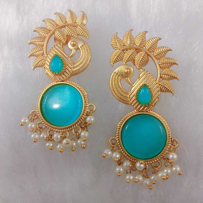 Marudhar Creations Gold Plated Matte Finish Dangler Earrings