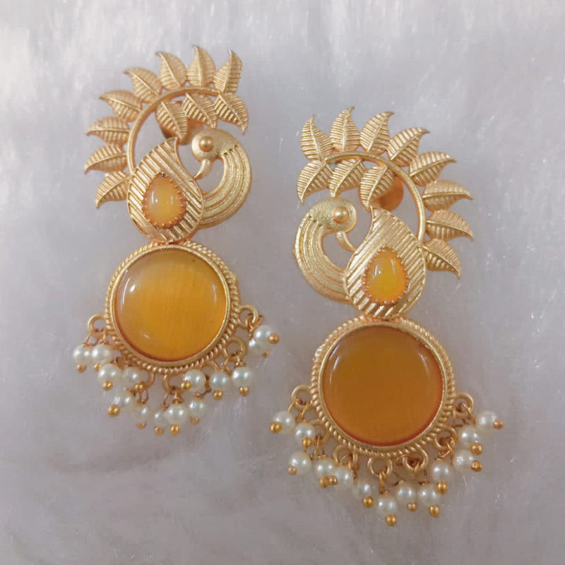 Marudhar Creations Gold Plated Matte Finish Dangler Earrings