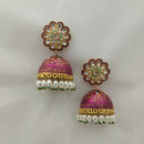 Marudhar Creations Gold Plated Kundan And Meenakari Jhumki Earrings