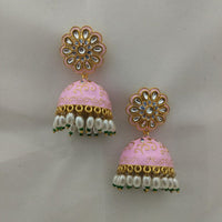 Marudhar Creations Gold Plated Kundan And Meenakari Jhumki Earrings