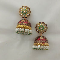 Marudhar Creations Gold Plated Kundan And Meenakari Jhumki Earrings