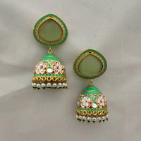 Marudhar Creations Gold Plated Kundan And Meenakari Jhumki Earrings