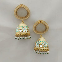 Marudhar Creations Gold Plated Kundan And Meenakari Jhumki Earrings