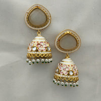 Marudhar Creations Gold Plated Kundan And Meenakari Jhumki Earrings