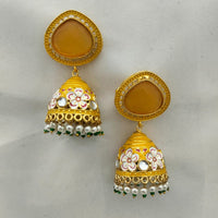 Marudhar Creations Gold Plated Kundan And Meenakari Jhumki Earrings