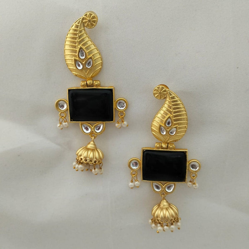 Marudhar Creations Gold Plated Matte Finish Kundan Dangler Earrings