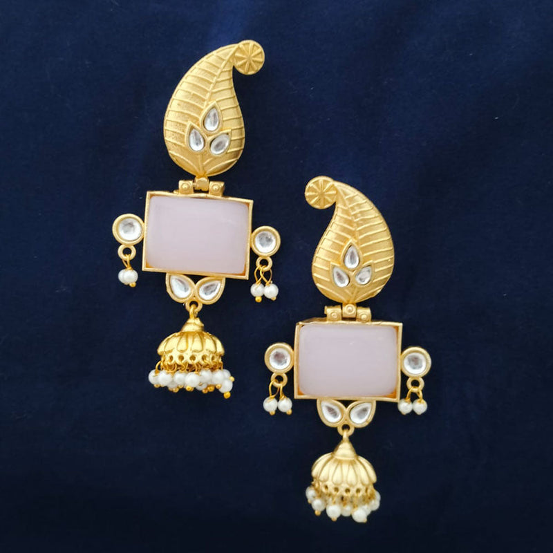 Marudhar Creations Gold Plated Matte Finish Kundan Dangler Earrings