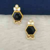 Marudhar Creations Gold Plated Matte Finish Kundan And Pearl Stud Earrings