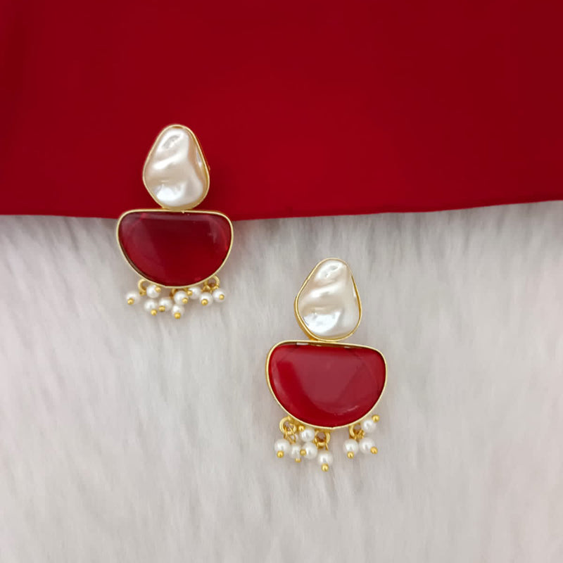 Marudhar Creations Gold Plated Matte Finish Kundan Dangler Earrings