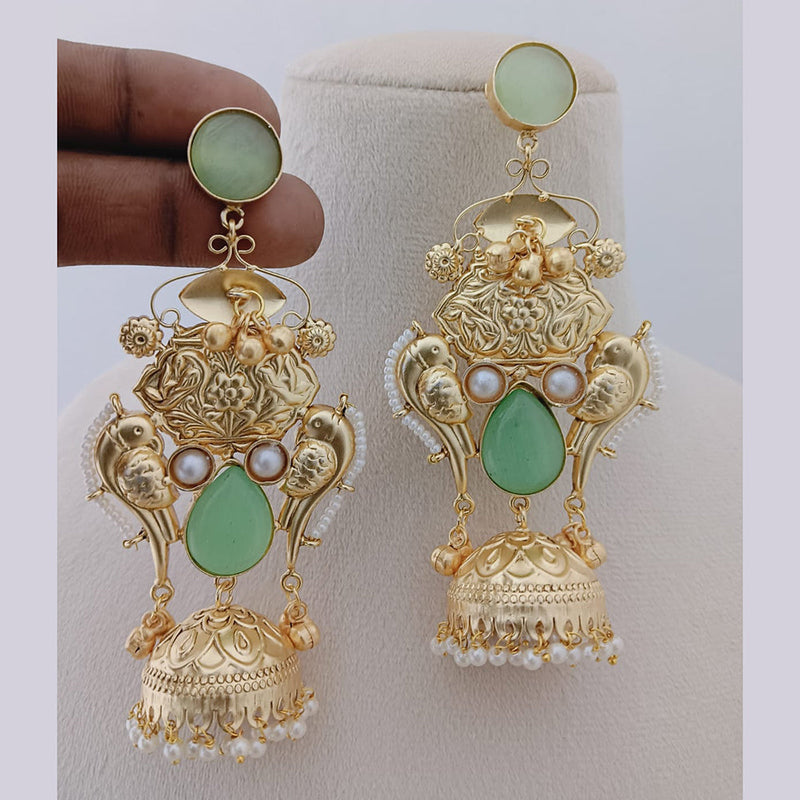 Marudhar Creations Gold Plated Kundan Stone And Pearls Jhumki Earrings