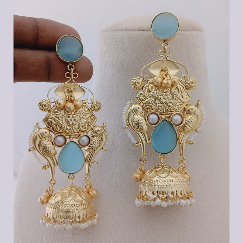 Marudhar Creations Gold Plated Kundan Stone And Pearls Jhumki Earrings