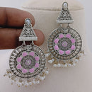 Marudhar Creations Oxidised Plated Pota Stone Dangler Earrings