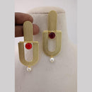 Marudhar Creations Gold Plated Matte Finish Pota Stone Dangler Earrings