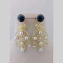 Marudhar Creations Gold Plated Matte Finish Pota Stone And Pearls Dangler Earrings