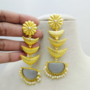 Marudhar Creations Gold Matte Finish Pota Stone Dangler Earrings