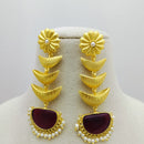 Marudhar Creations Gold Matte Finish Pota Stone Dangler Earrings