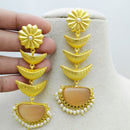Marudhar Creations Gold Matte Finish Pota Stone Dangler Earrings