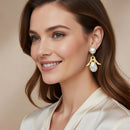 Marudhar Creations Matte Chic Mother of Pearl Occasion Wear Dangler Earrings