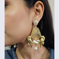 Marudhar Creations Matte Chic Mother of Pearl Occasion Wear Dangler Earrings