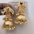 Marudhar Creations Matte Finish Pota Stone And Ghungroo Jhumki Earrings