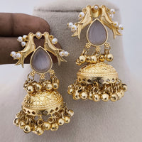 Marudhar Creations Matte Finish Pota Stone And Ghungroo Jhumki Earrings