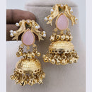 Marudhar Creations Matte Finish Pota Stone And Ghungroo Jhumki Earrings