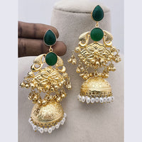 Marudhar Creations Matte Finish Pota Stone And Ghungroo Jhumki Earrings