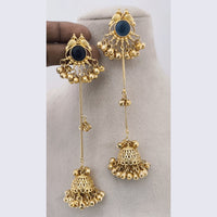 Marudhar Creations Matte Finish Pota Stone And Ghungroo Jhumki Earrings