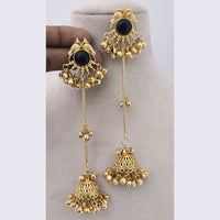 Marudhar Creations Matte Finish Pota Stone And Ghungroo Jhumki Earrings