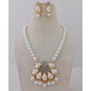 Marudhar Creations Heritage Matte Finish Pota Stone And Mother Of Pearls Necklace Set
