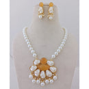 Marudhar Creations Heritage Matte Finish Pota Stone And Mother Of Pearls Necklace Set