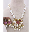 Marudhar Creations Heritage Matte Finish Pota Stone And Mother Of Pearls Necklace Set