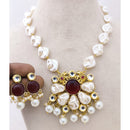 Marudhar Creations Heritage Matte Finish Pota Stone And Mother Of Pearls Necklace Set