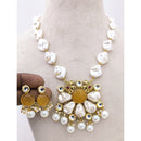 Marudhar Creations Heritage Matte Finish Pota Stone And Mother Of Pearls Necklace Set