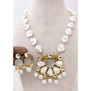 Marudhar Creations Heritage Matte Finish Pota Stone And Mother Of Pearls Necklace Set