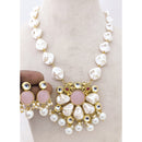 Marudhar Creations Heritage Matte Finish Pota Stone And Mother Of Pearls Necklace Set