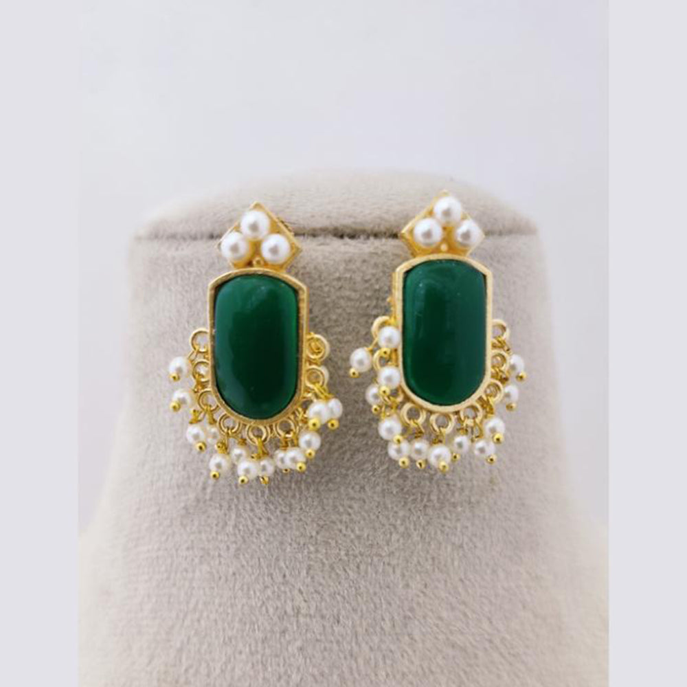 Marudhar Creations Pota Stone Pearl Earrings