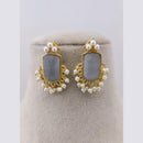 Marudhar Creations Pota Stone Pearl Earrings
