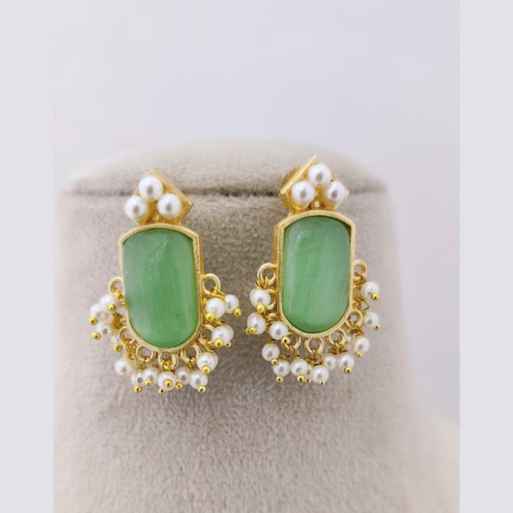 Marudhar Creations Pota Stone Pearl Earrings