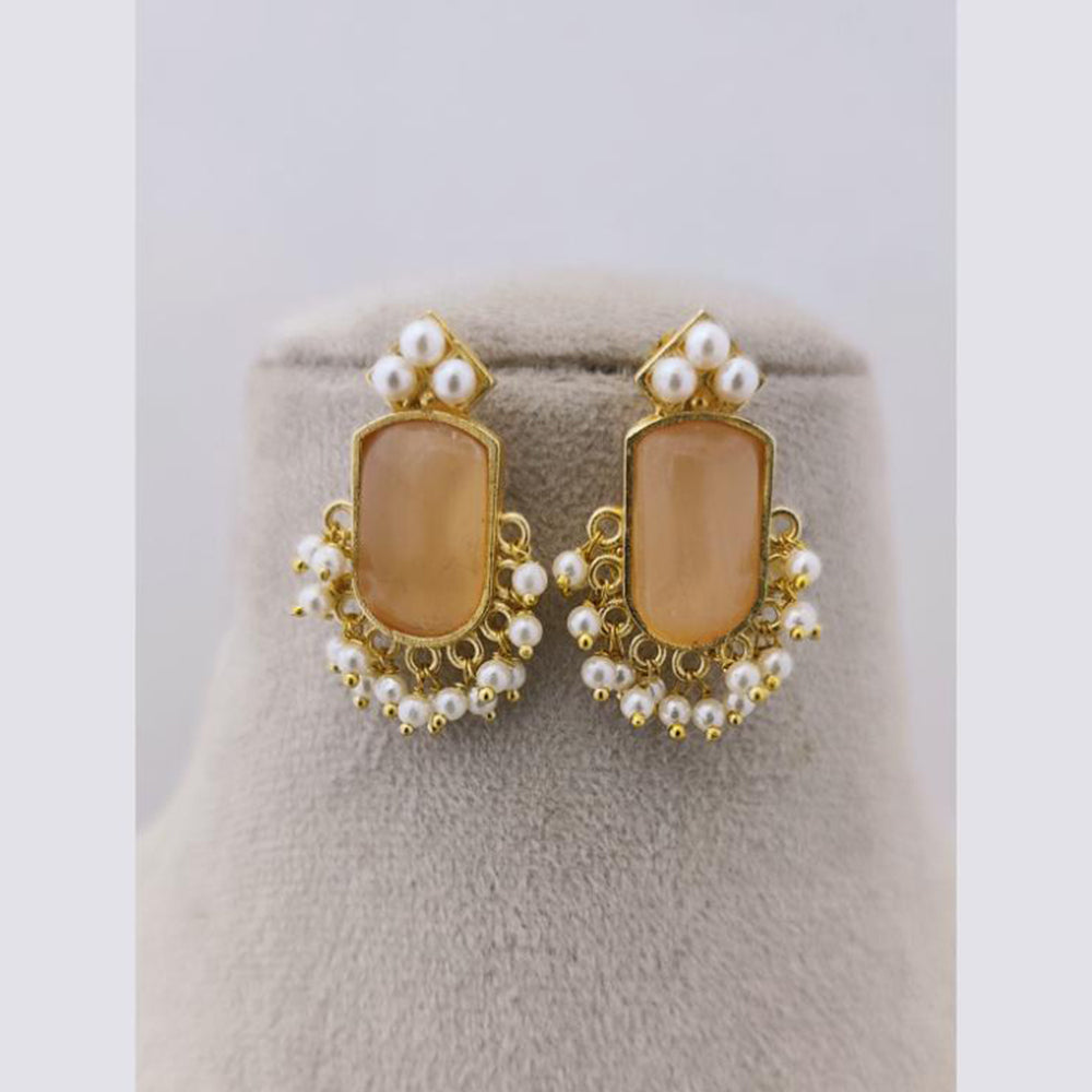 Marudhar Creations Pota Stone Pearl Earrings